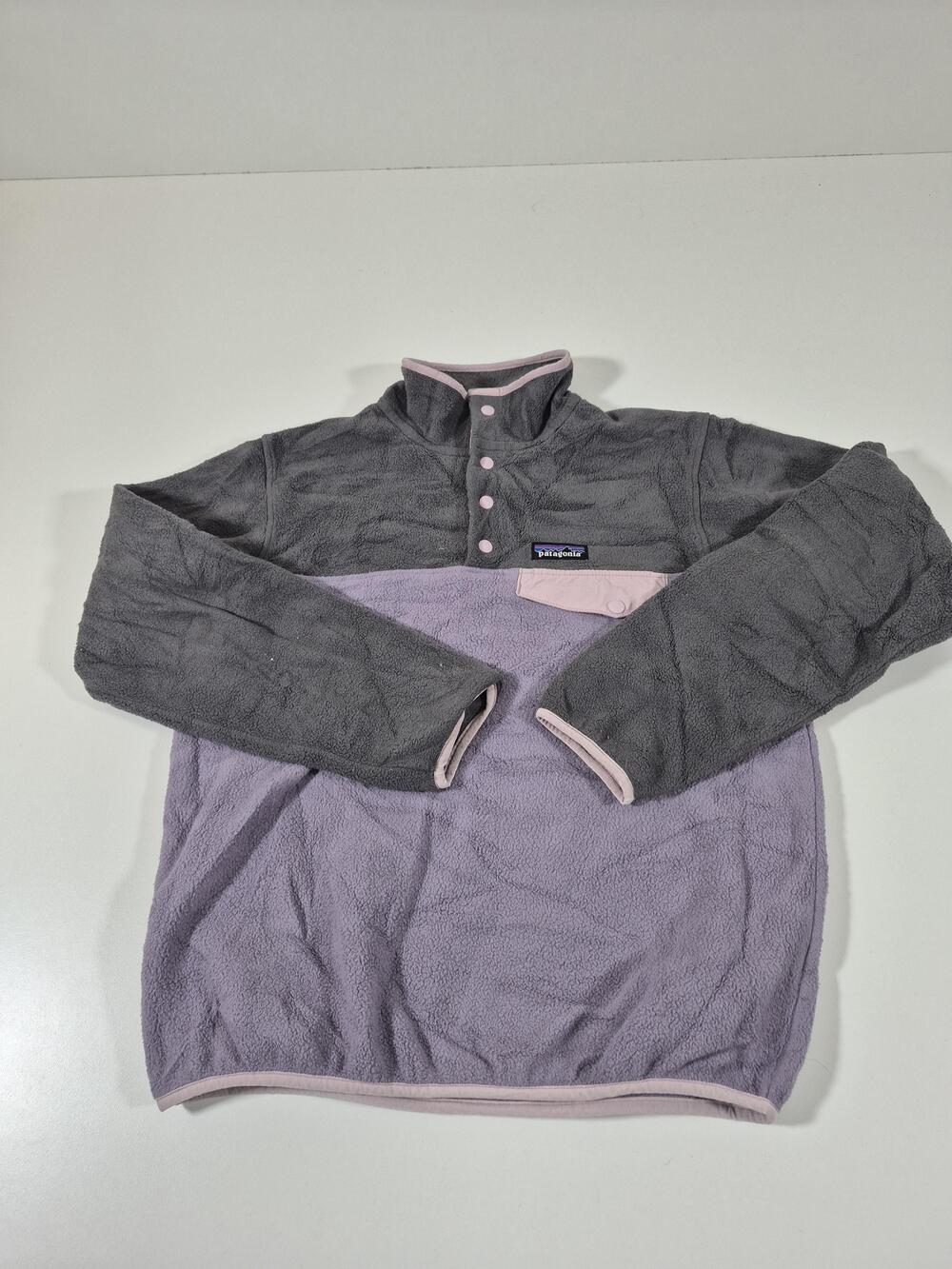 Patagonia Synchilla Snap-T Womens Small Gray Purple Fleece Pullover Outdoor Top